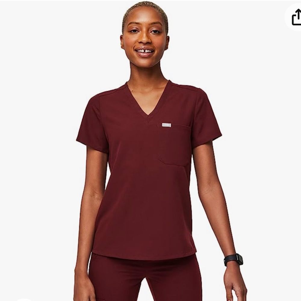 Figs Catarina Burgundy Scrub Top